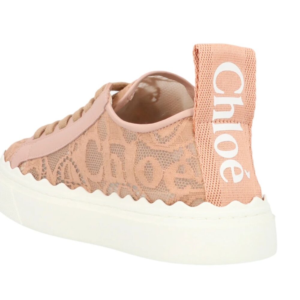 Chloé Lauren Lace Sneakers size 38W/ US 8W Pink Tea - Picture 8 of 10